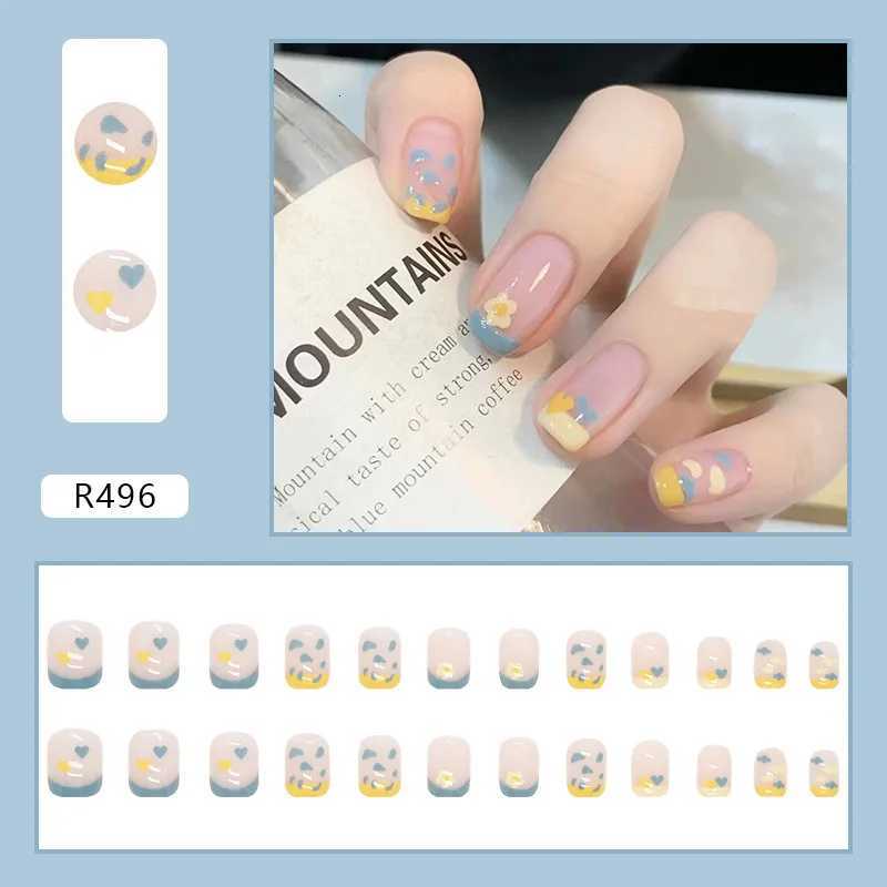 24Pcs/Set Artifical Seamless Removable Fake Nails Wearing Reusable Press-On Nails Ballerina Coffin Cute Kawaii False NailT251118T251119