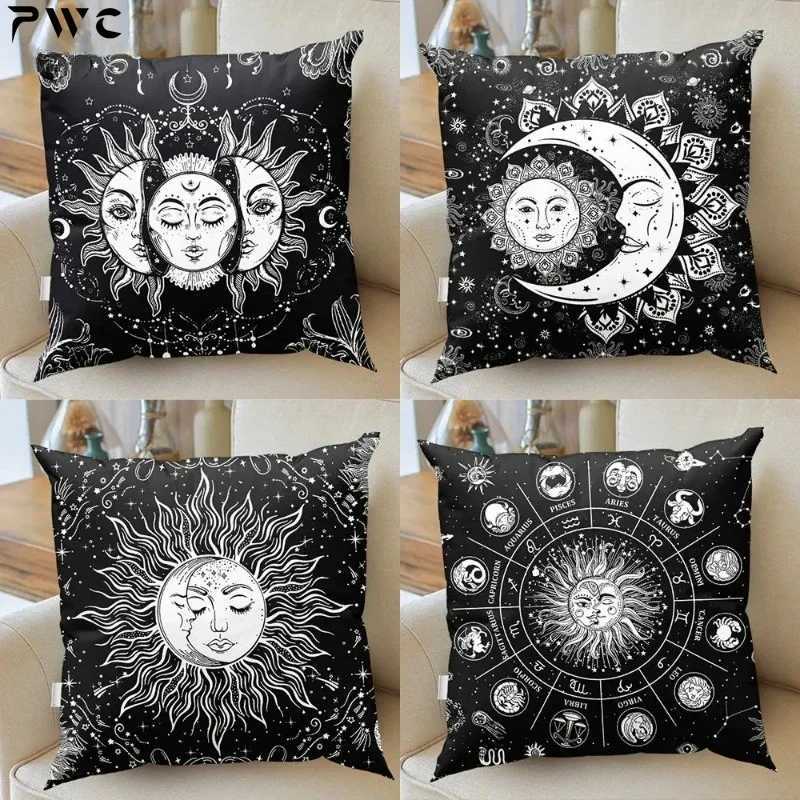Mandala Throw s White Black Sun And Moon Cushion Cover Throw Cases Sofa Cushion Cover Tarot case Home DecorM251119