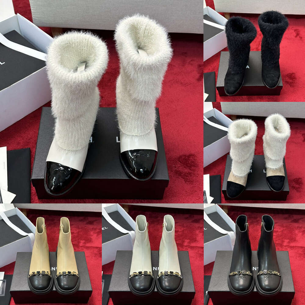 Luxury Womens Ankle Snow Boots - Winter Wool Combat Booties classic shoes Suede leather cowboy warm fur winte knight boot Medium vintage shoes