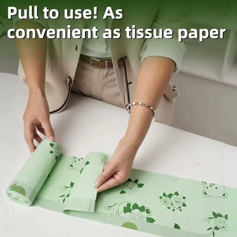 30pcs/rolls Not Easy To Break Drawstring Garbage Bag Thickened Material Plastic Thickened Trash Bag Portable Design C2511192