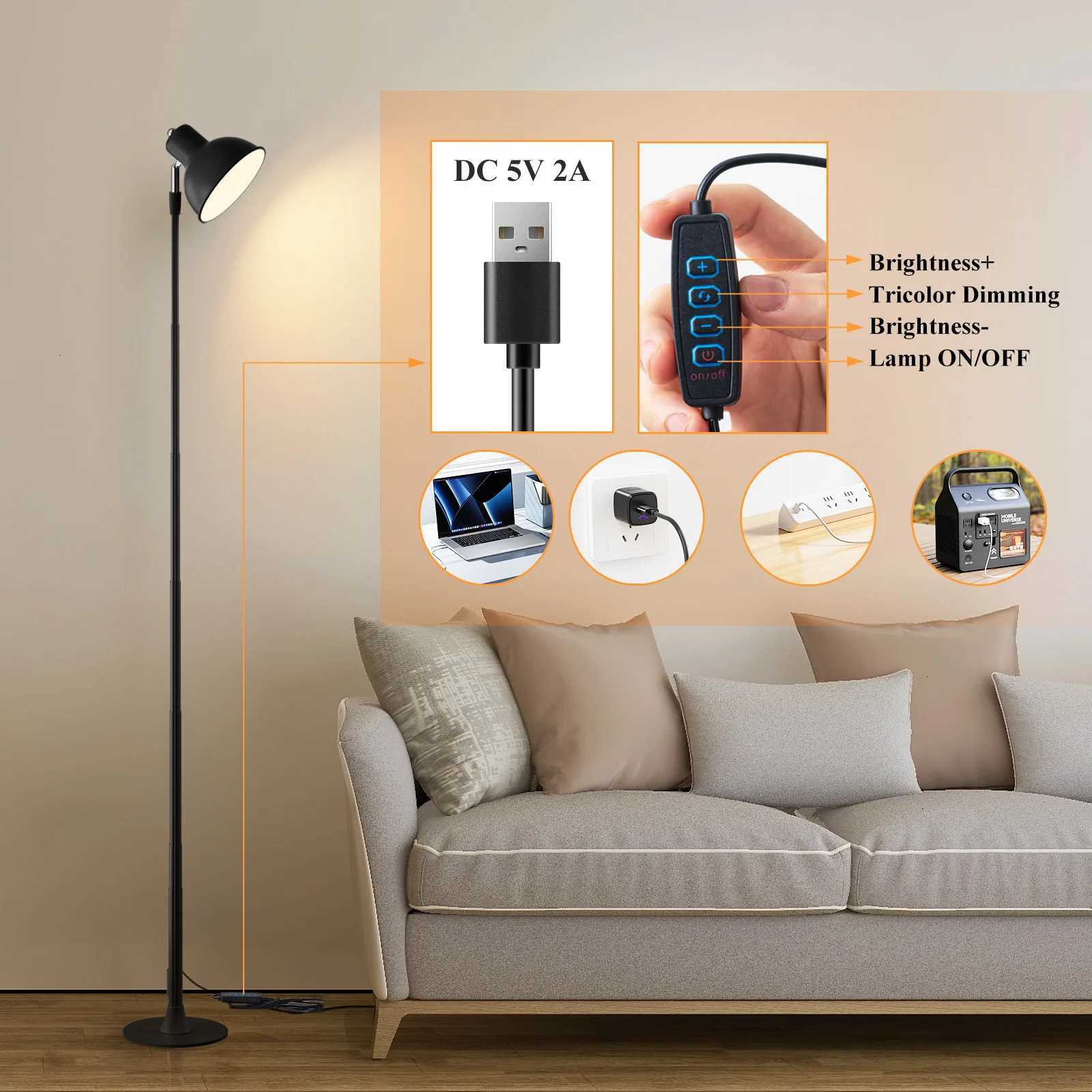 Nordic Led Floor Lamps USB EU US Plug Height And Brightness Adjust Desk Lights Bedroom Beside Corner The Sofa Study Indoor Decor M251119