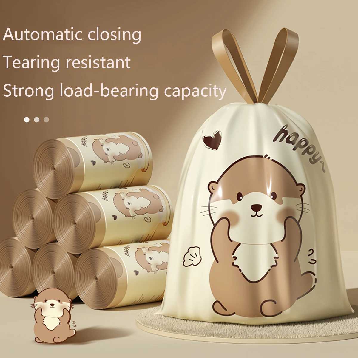 Thickened Non Tear Drawstring Garbage Bag Automatic Hand Closing Kitchen Household Non Fragile Dirty-Resistant Trash Bag C251119