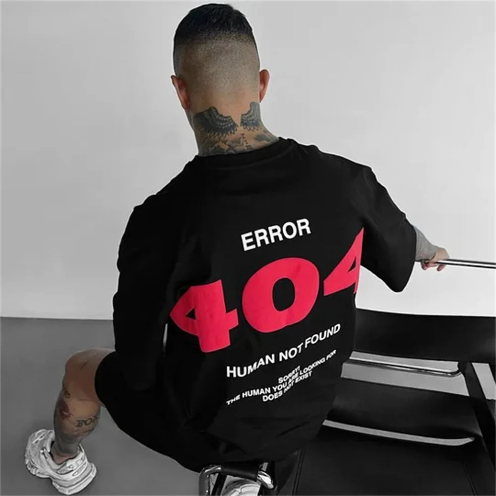 404 graphite mens Tshirt letter printing short sleeved summer Harajuku Street Y2K cotton top casual clothing 250408Z