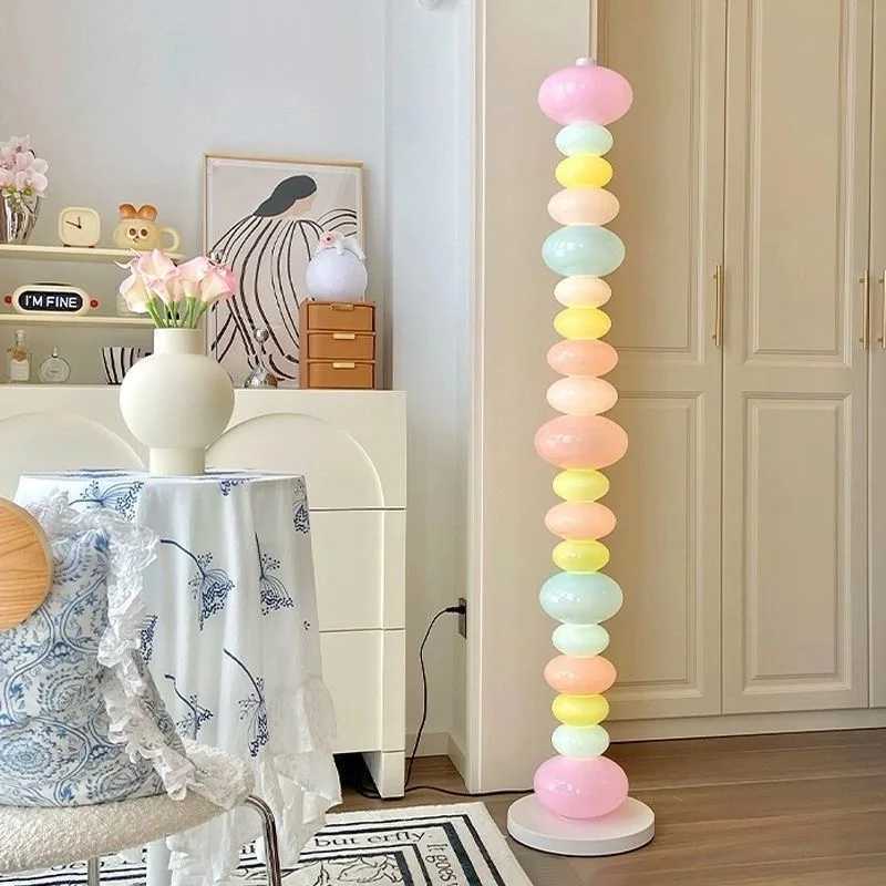 Candy Rainbow Gourd floor lamp led Macaron glass Tall Lamp for Childrens Room Sofa Bedroom Bedside Atmosphere LED Pebble lamp M251119