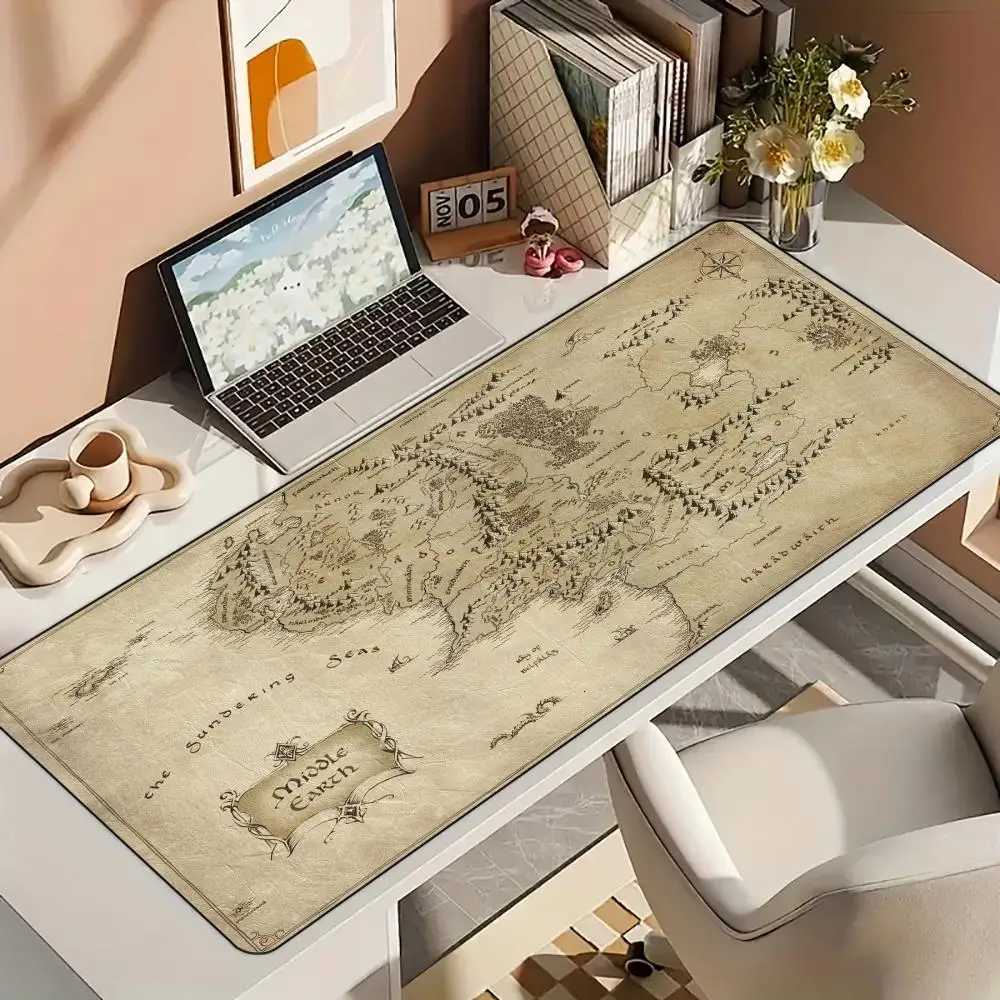 Retro scroll map large Mouse Pad Desk Mat with Stitched Edge Rubber anti-slip pc accessories Gaming mat keyboard mouse padsM251119