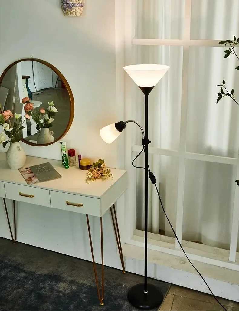Fashion LED double-headed long plug-in living room bedroom decor office beauty eye protection study childrens floor lamp M251119