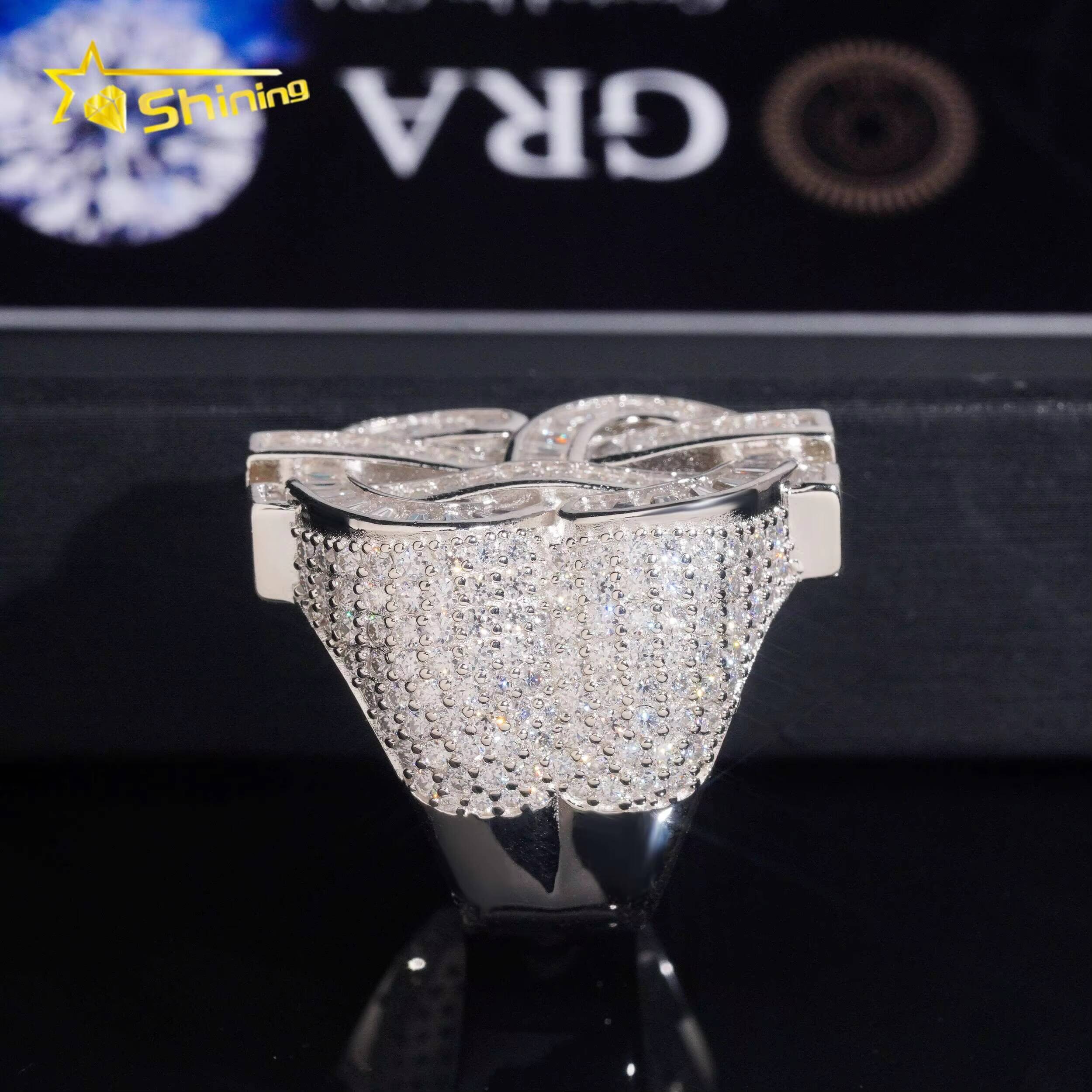 Luxury Men Weeding Rings Hip Hop Jewelry Iced Out 925 Silver US Dollar Style Moissanite Ring Pass Diamond Tester