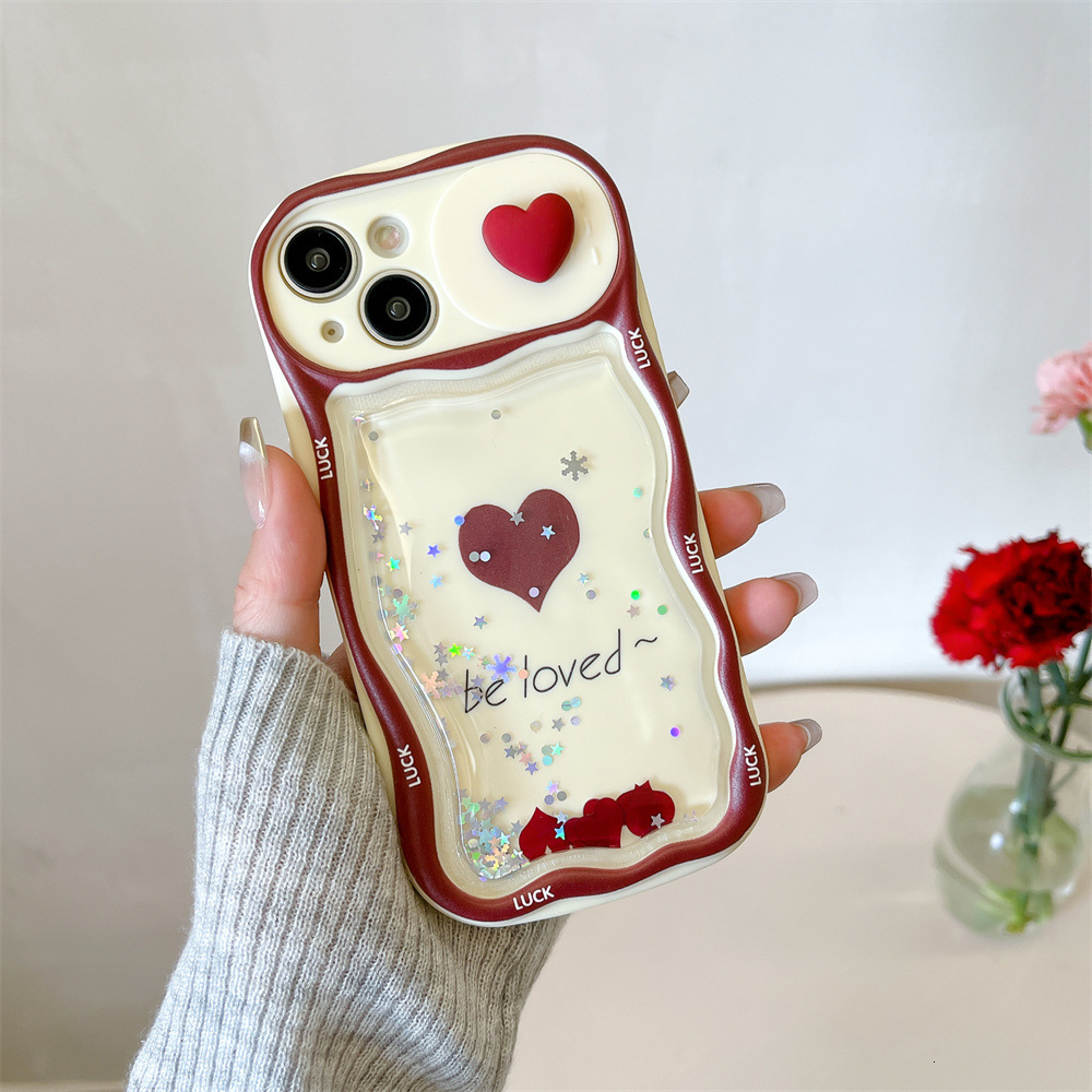 Quicksand Heart Bow Phone Case Compatible with iPhone 17/16/15 Pro Full Coverage Precision Hole Luxury Style iPhone 14/13