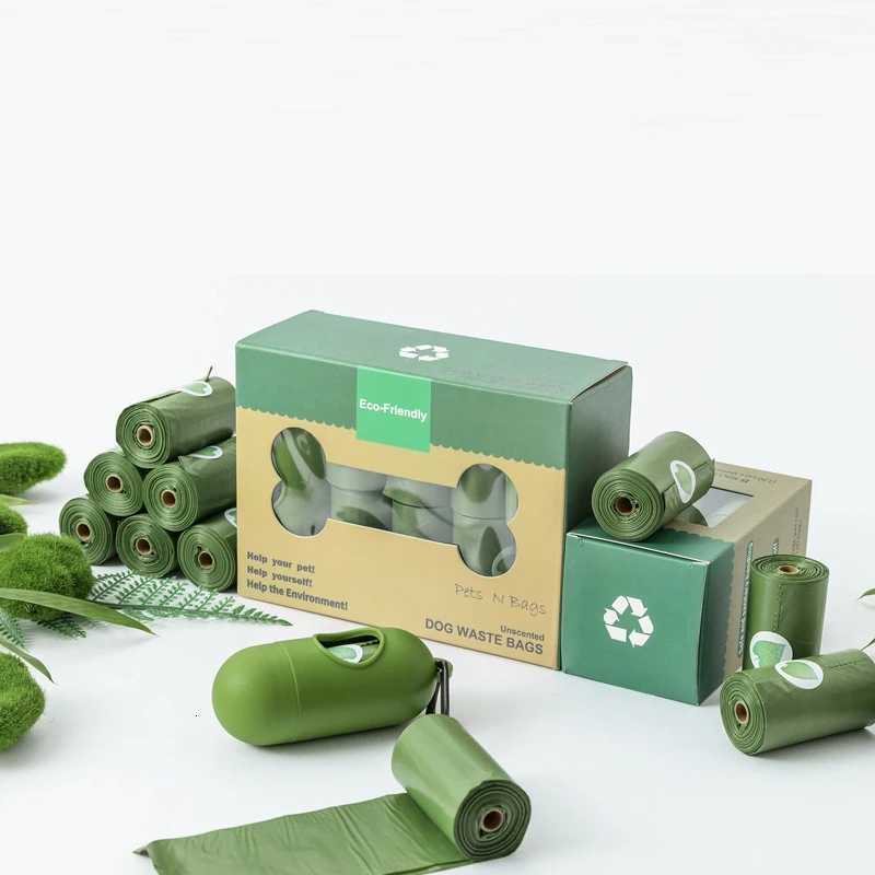 Biodegradable Dog Poop Bag Eco-Friendly Pet Waste Bags with Dispenser Outdoor Clean Pet Poop Bags Dog walking Supplies C251119