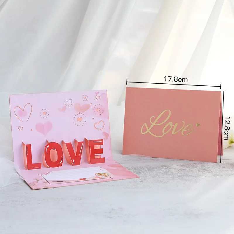 Love Postcard 3D Pop UP Greeting Cards Wedding Birthday Anniversary for Couples Wife Husband Handmade Valentines Day Gift G251119