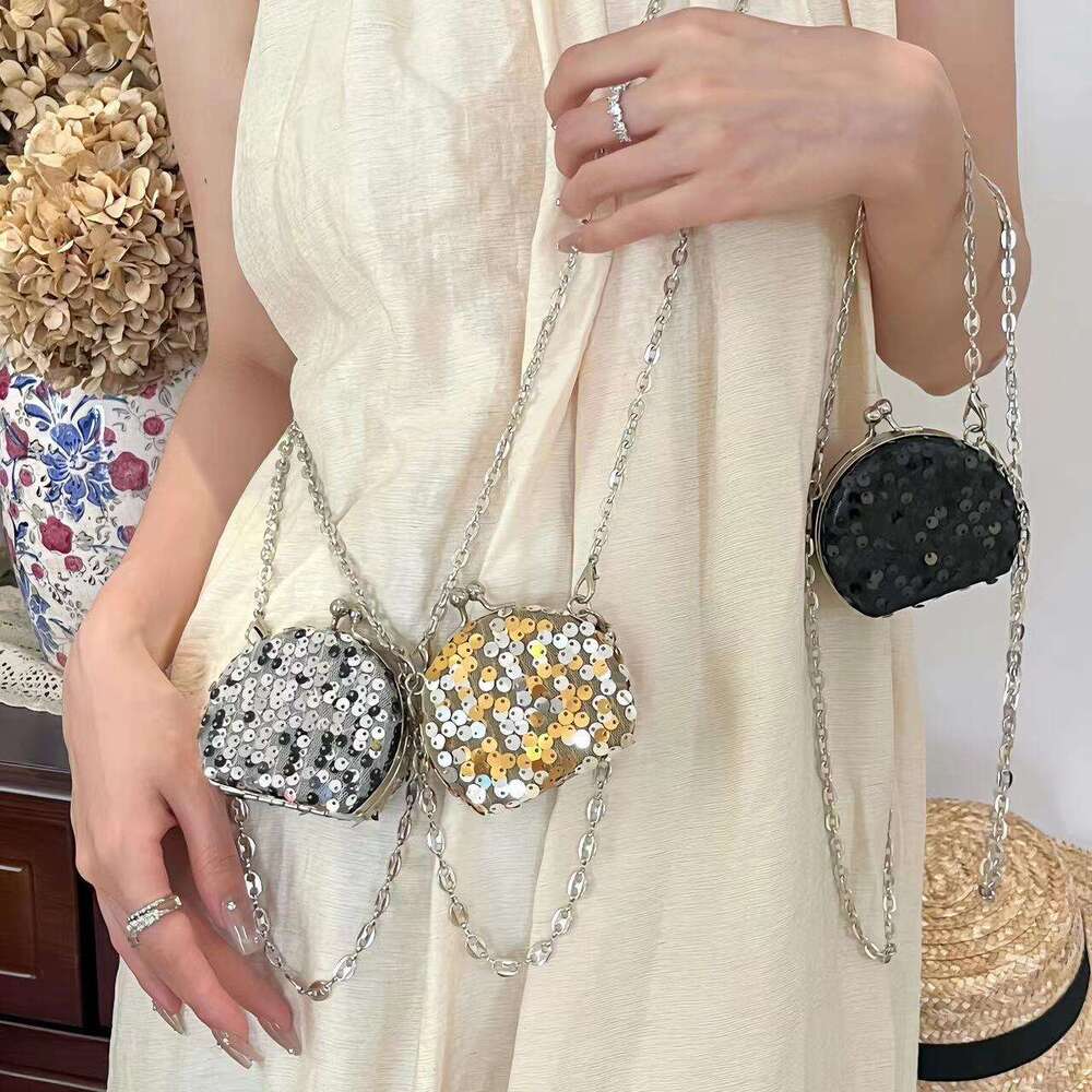 Fashionable luxurious sequin chain for women in 2025, new women's change lipstick bag, trendy and versatile one shoulder crossbody bag