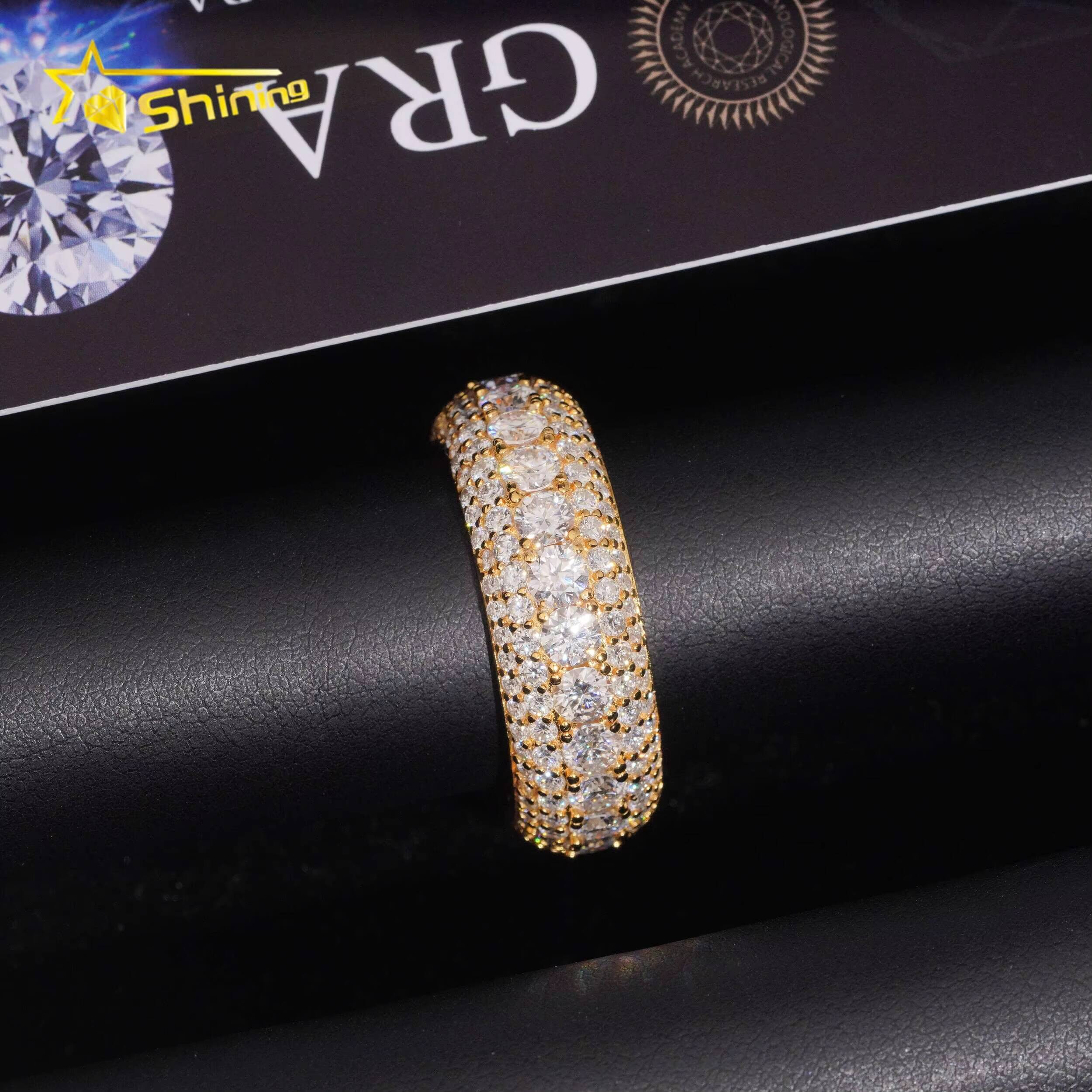 GRA Cert Pass Diamond Tester Wholesale Fully Iced Out Engagement Eternity Band Ring Wedding Ring Solid Silver 925 VVS Moissanite