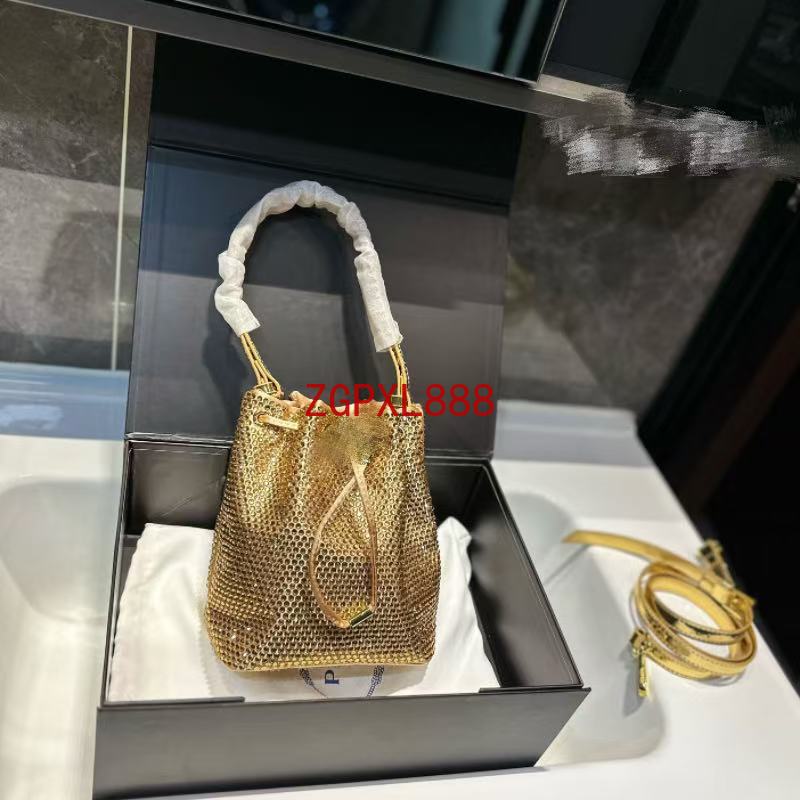 New Designer Bag Luxury Rhinestone Bag Fashion Full Diamond Bag Women's Shiny Bag Top Fashion Bag Small Bucket Bag 388383