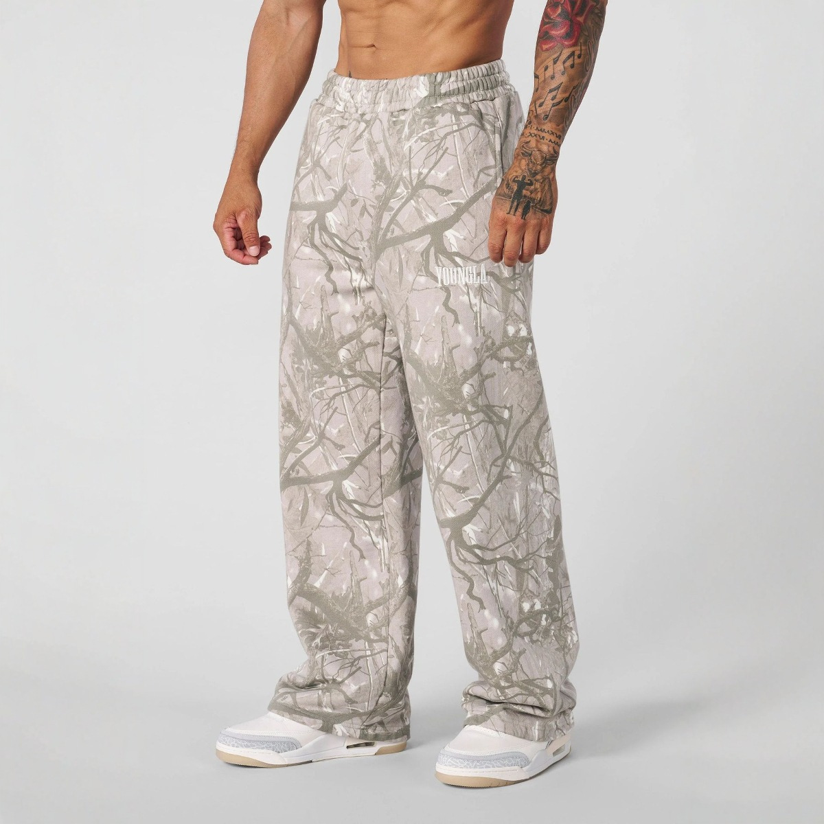 Men's Pants 2025 Young Sweatpants Gym Bodybuilding Running Training Cotton Terry Printed Bouquet Foot