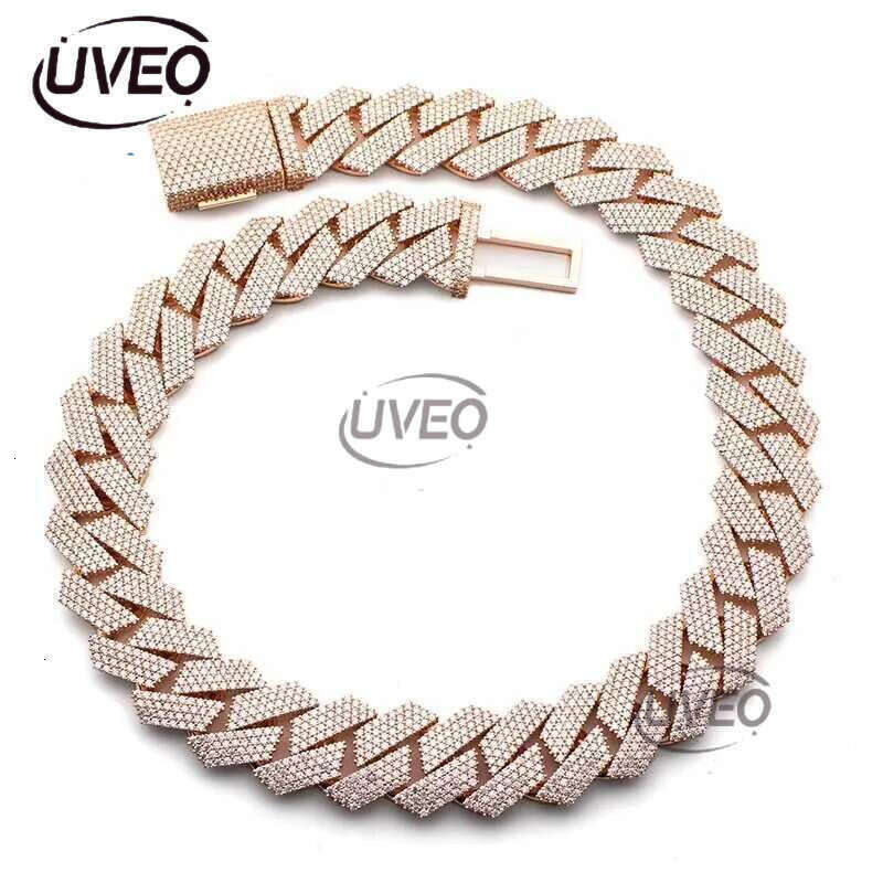 moissanite necklace 20mm Width 3 Row jewelry iced Out dia cuban k chain necklaces designer bracelet Free Shipping