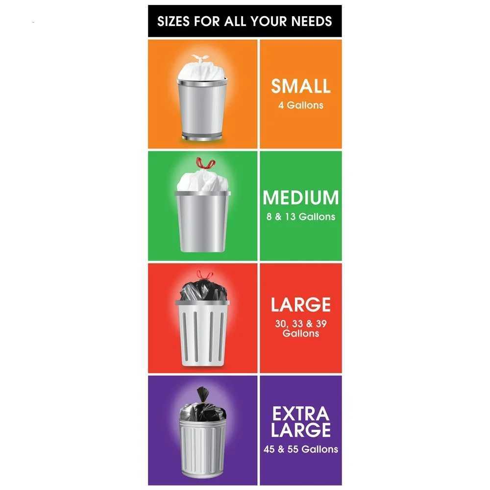 80 Count 13 Gallon Tall Kitchen Trash Bags Drawstring Leakproof Odor Control Puncture Resistant Strong Flex C251119