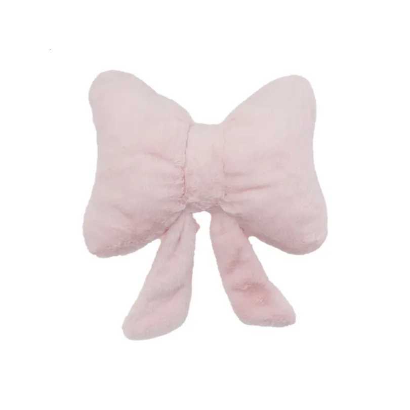 Pink bow ribbon couch imitation rabbit fur comfortable car seat cushion ins style simple all-match back cushionM251119