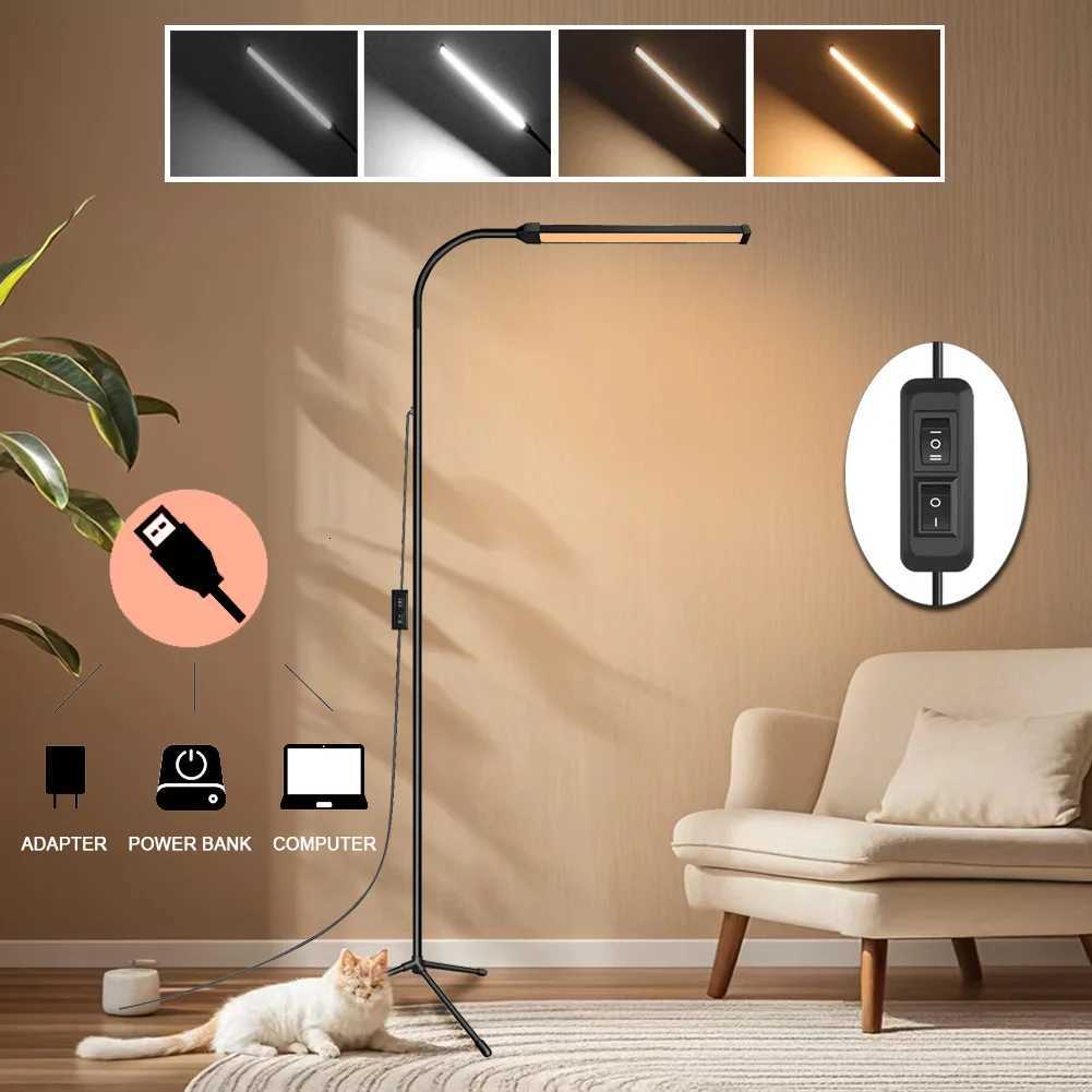 New LED Eye-Caring Floor Lamp Dimmable 3Light Modes with Flexible Gooseneck Height Adjustable USB Home Reading Light for Bedroom M251119