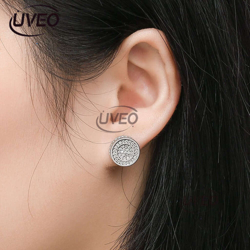 Luxury needle round earrings for men and women filled with ice out of VVS Moissanite Free delivery