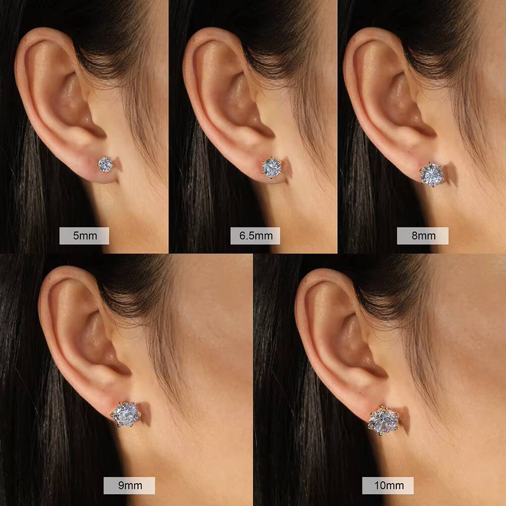 RINNTIN SMOE03 Hot Selling Screw Back VVS Moissanite Earrings Hip 925 Sterling Silver 1-4ct Moissanite Stud Earring