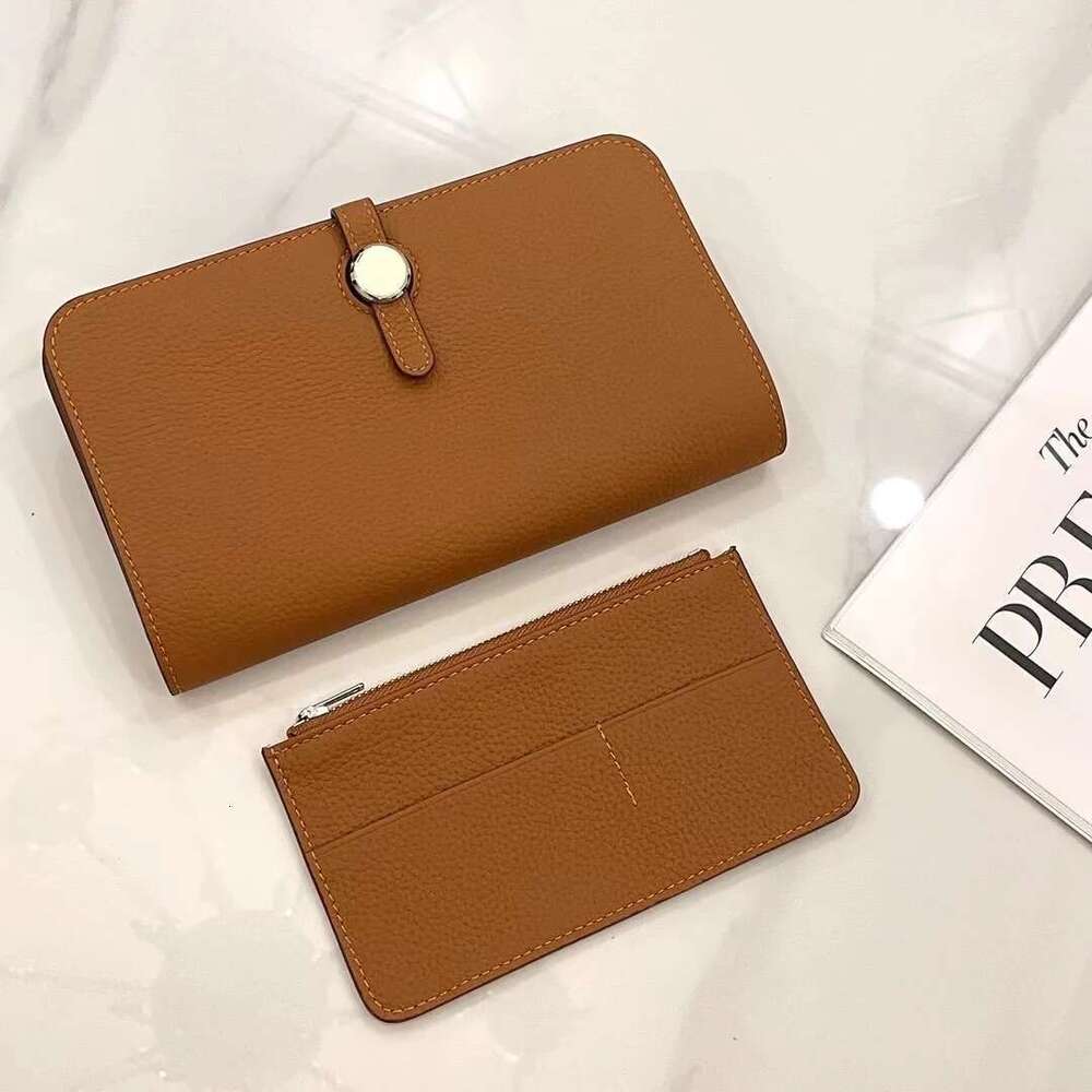 Genuine Leather Women Wallets Long Cowhide Purse High Capacity Gold/Sier Hasp Clutch Bag Brand Design Ladies Billfold