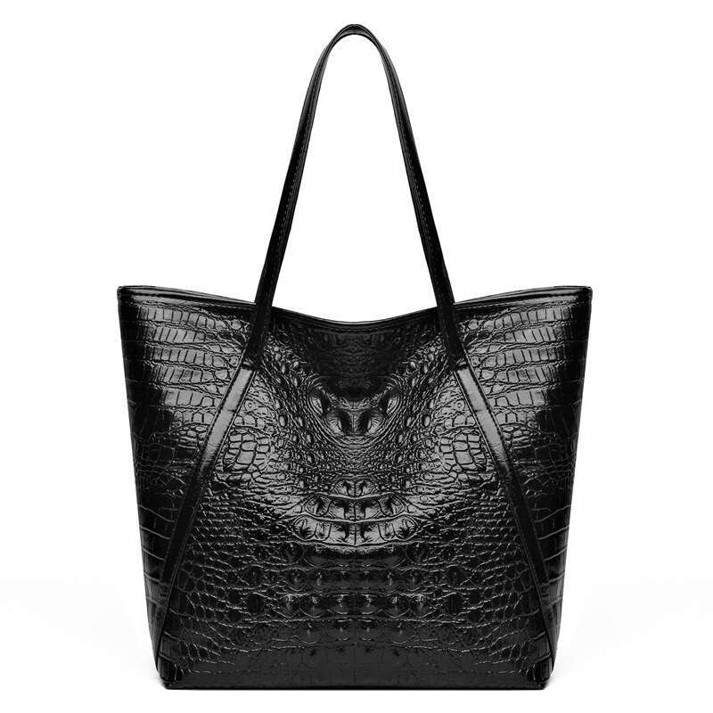 New women's with large capacity crocodile pattern tote bag, high-end and casual versatile commuting shoulder bag