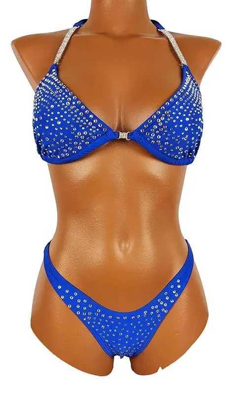 NPC IFBB Competition Bikini Womens Rhinestone Connector Scrunch Bikini W250419