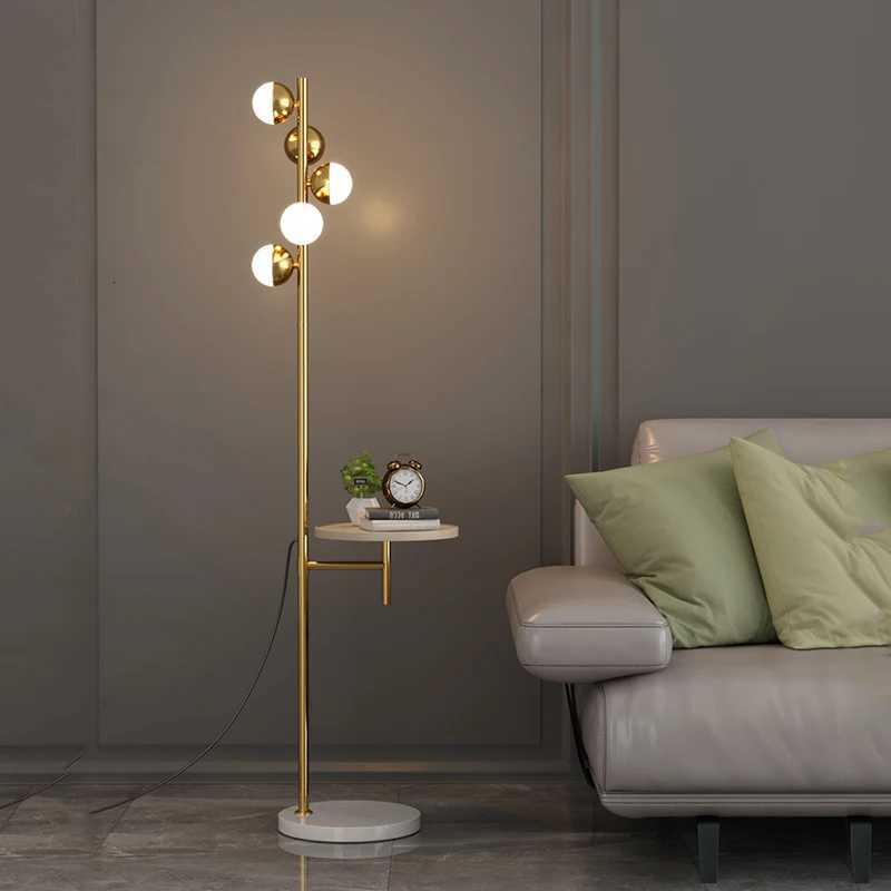 Modern Floor Lamp Nordic Standing Lamp with Round Tea Table Art Decor 5 Balls Floor Lamps for Living Room LED Sofa Floor Lights M251119