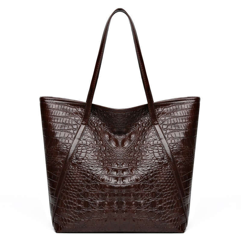 New women's with large capacity crocodile pattern tote bag, high-end and casual versatile commuting shoulder bag
