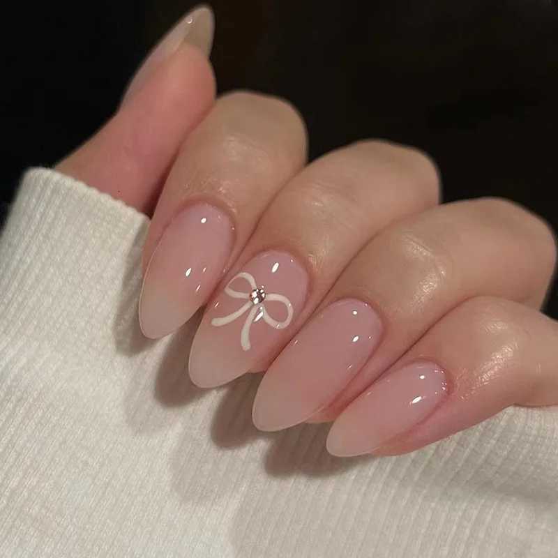 24 simple pink cute and sweet pressed nails suitable for women and girls nail decoration1 jelly gel1 nail fileT251118T251119