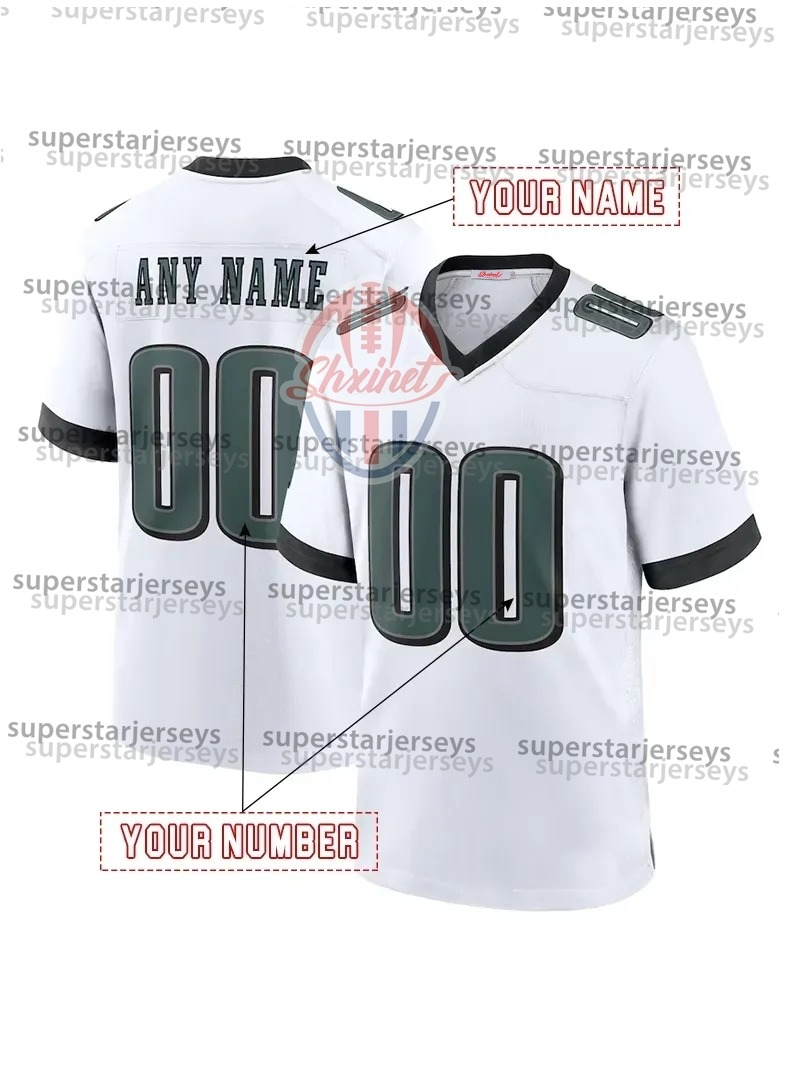 Custom Football Jerseys 26 Saquon Barkley Jalen Hurts 2025 Cooper DeJean Kenny Pickett Jason Kelce Brown Miles Sanders DeVonta Smith Haason Reddick Sw