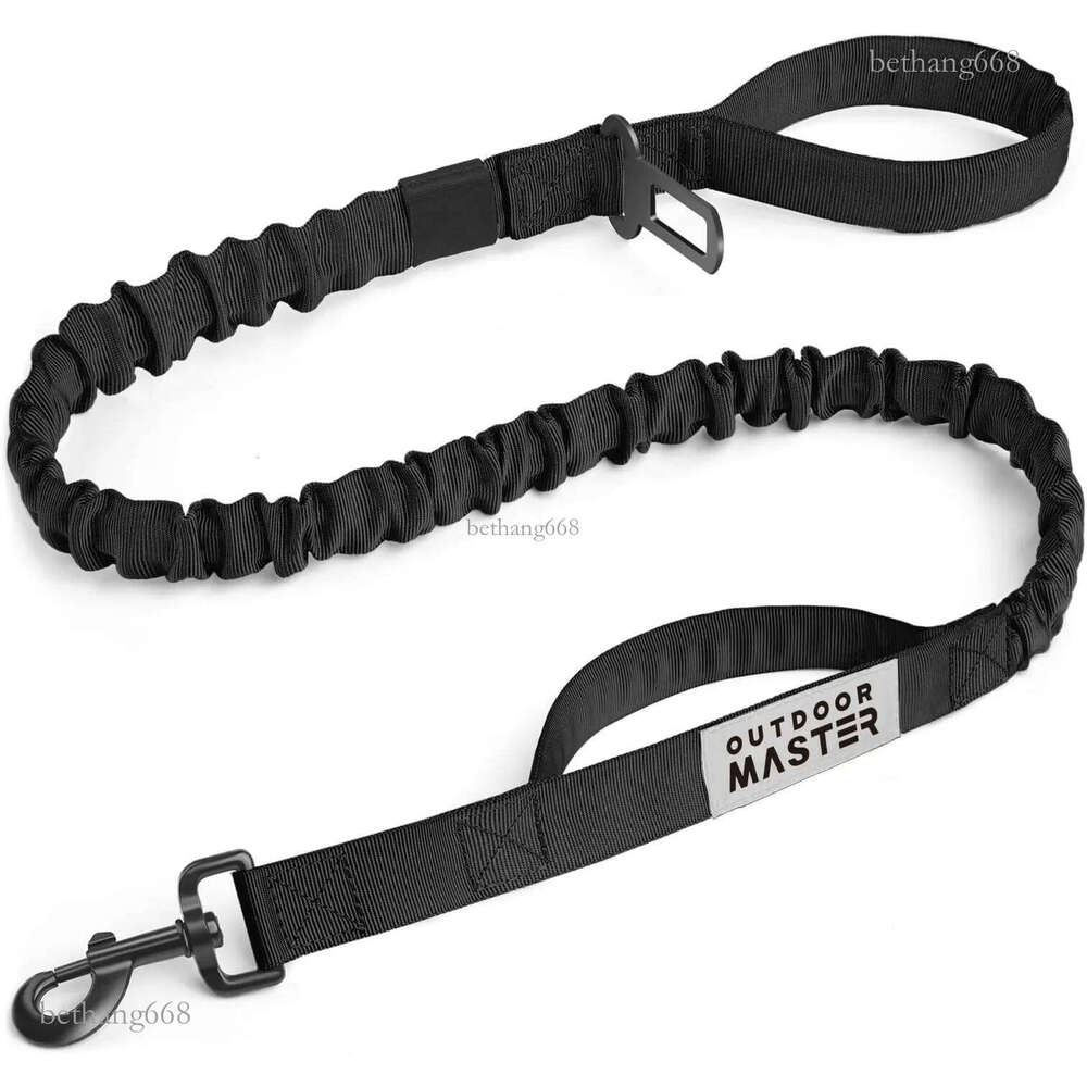 OutdoorMaster Bungee Dog Leash, Heavy Duty Dog Leash with Shock Absorption, 2 Padded Handles Training Leash, Improved Dog Safety and Comfort (, 4FT
