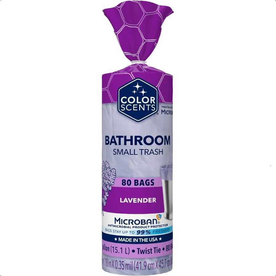 Small Trash Bags 4 Gallon 80 Bags 1 Pack of 80 Count Twist Tie Lavender Bag with Lavender Scent with Microban C251119