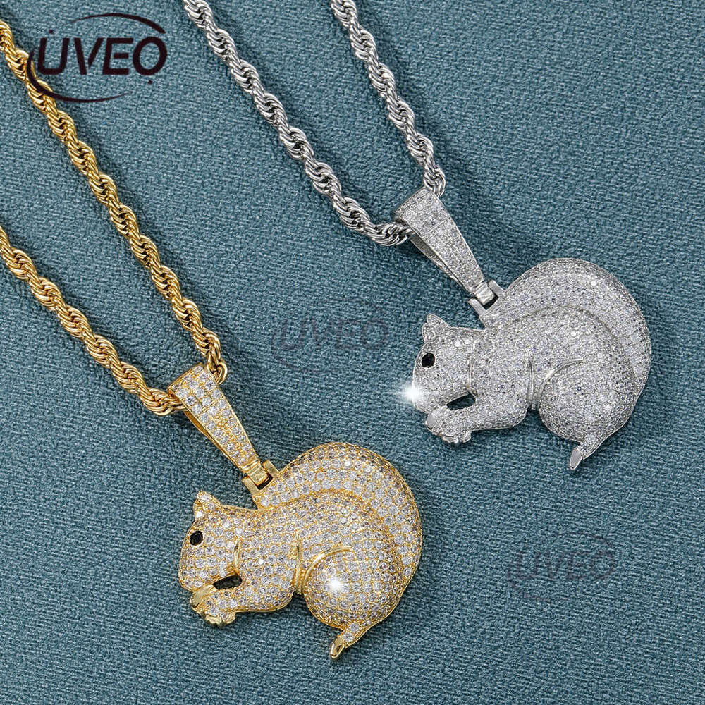 Luxury designer cartoon Squirrel Pendant Sterling silver ice out VVS Moissanite, Hip Hop necklace for men and women free shipping