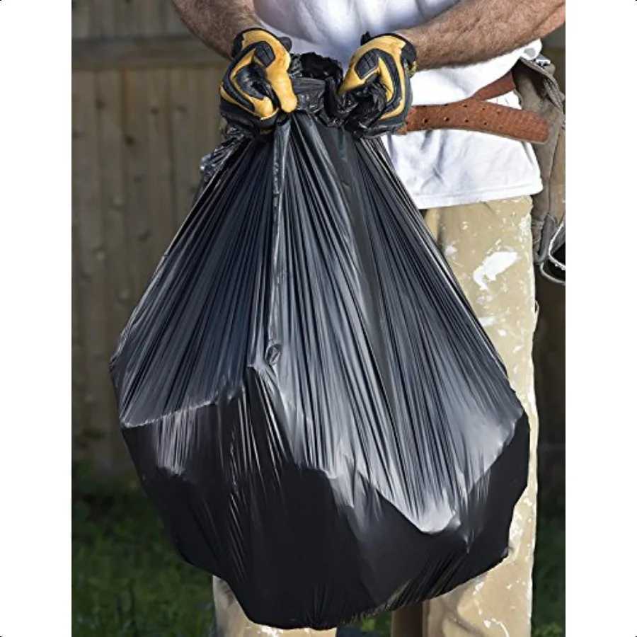 Heavy Duty 55 Gallon Trash Bags Value 50 Pack 15 MIL equivalent Industrial gth Plastic 35 x 55 for 5055 Gal Cans Fits Toter Ru C251119