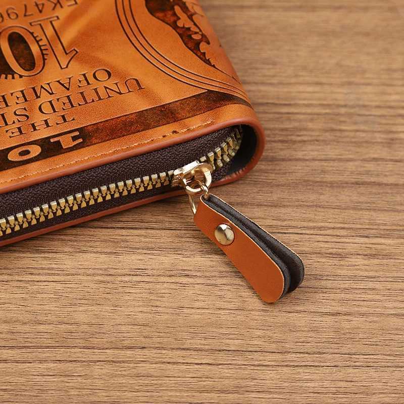 Leather Men Wallet 2024 Dollar Price Wallet Casual Clutch Money Purse Bag Credit Card Holder Fashion New Billetera HombreT251119