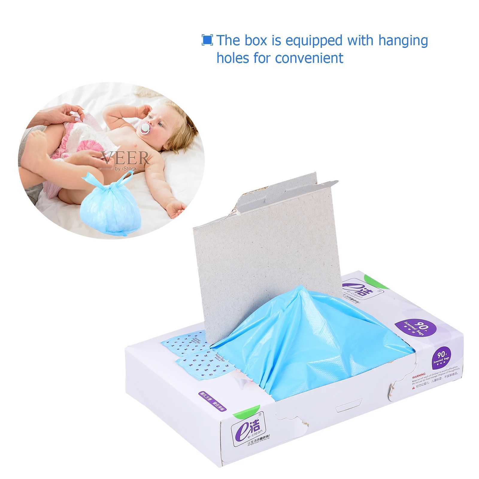 90pcs/Box Disposable Trash Bags Fragrance Diaper Scented Nappy Bags Nappy Sack Collection Bag Vest Bag Boxed Pull-Out Type C251119