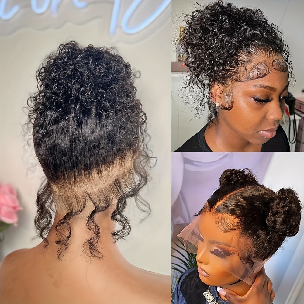 Curly Human Hair Wig 250 Density Invisible Strap 360 HD Full Lace Wig Deep Wave Frontal Wig 13x4 13x6 HD 30 Inch Water Wave Lace Front Wig Wear And Go