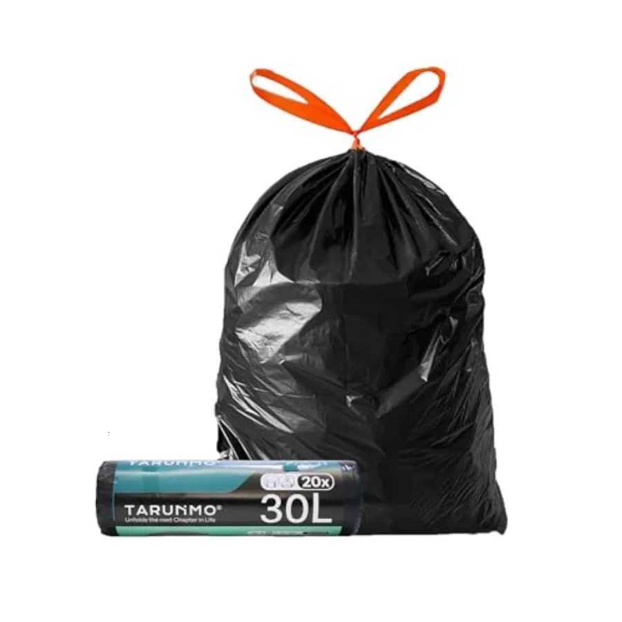 8 Gallon Black Kitchen Trash Bags with Red Drawstring Heavy Duty Unscented Garbage Bags for Kitchen Office Bathroom Trash Cans C251119