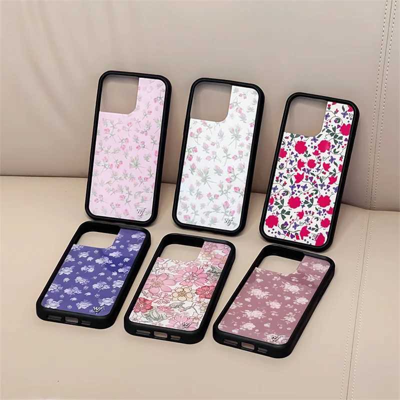Wildflower Ins Cute Cartoon Phone Case for iPhone 17 16 15 14 13 12 Pro Max Flower Print Brown Luxury WF Shockproof Cover Y251118