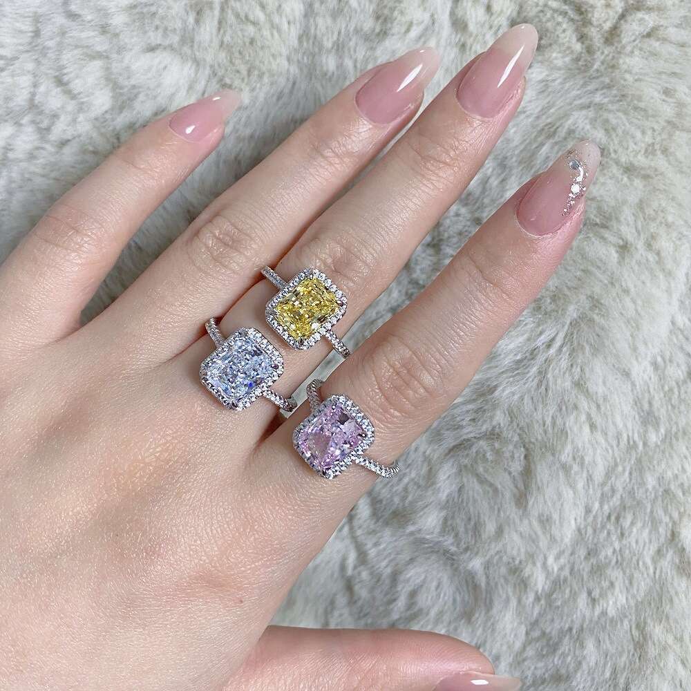 Vintage Boutique 2CT Radiant Diamond 10k white Solid Gold Moissanite Engagement Ring Wedding Bridal Jewelry