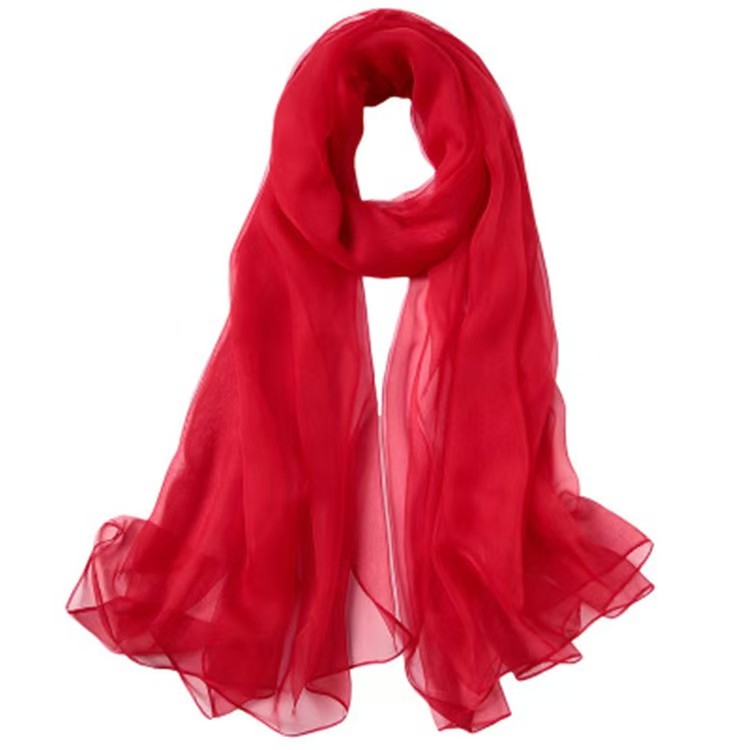 K441 High-grade pure color ice silk scarf women's sun protection shawl long large beach towel travel dual-purpose silk scarf scarf wholesale