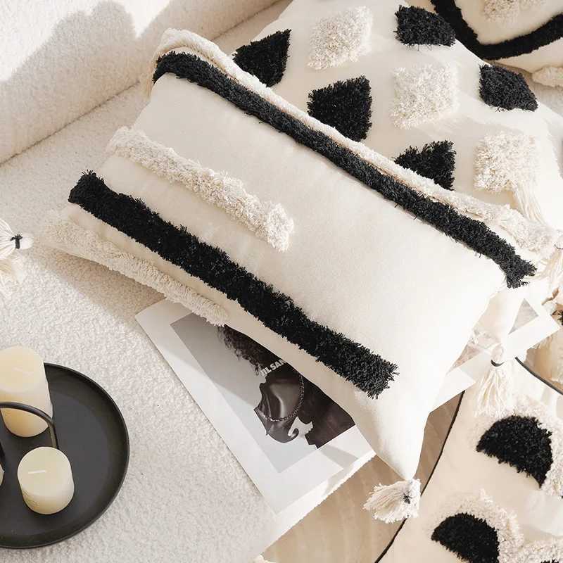 30x50/45x45CM Nordic Bohemian Throw Cover Plush Black Stamping Waist Cushion Cover Decor Home Decorative caseM251119