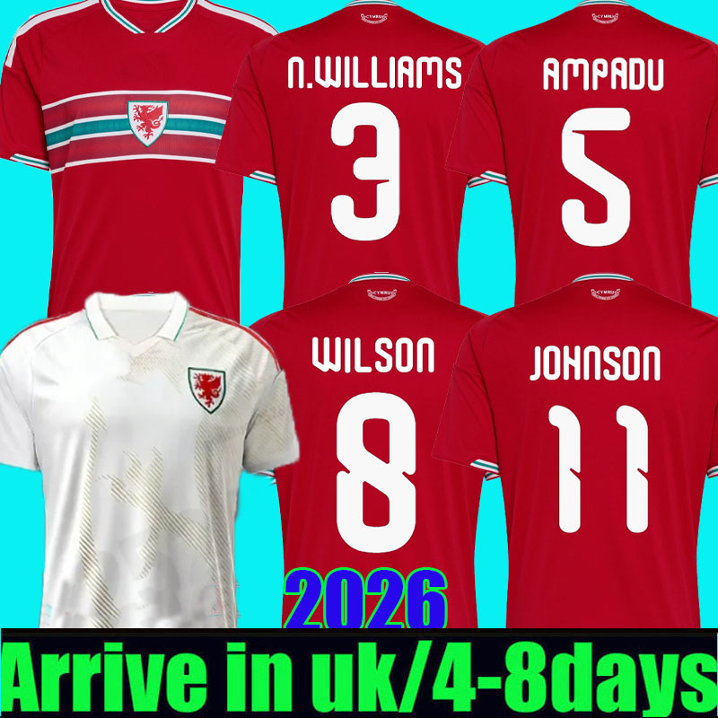 wales football jersey 2026 2027 BROOKS WILSON JOHNSON Neco Williams HOME soccer shirts men kids kit home away top quality