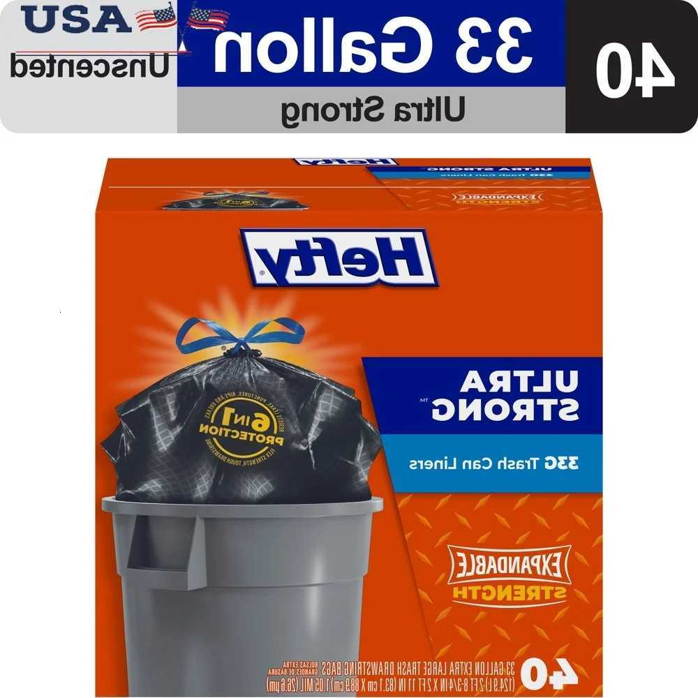 Ultra Strong Extra Large Trash Bags Heavy Duty Puncture Resistant Drawstring Closure 33 Gallon Large Trash Can Liners 40 Count C251119
