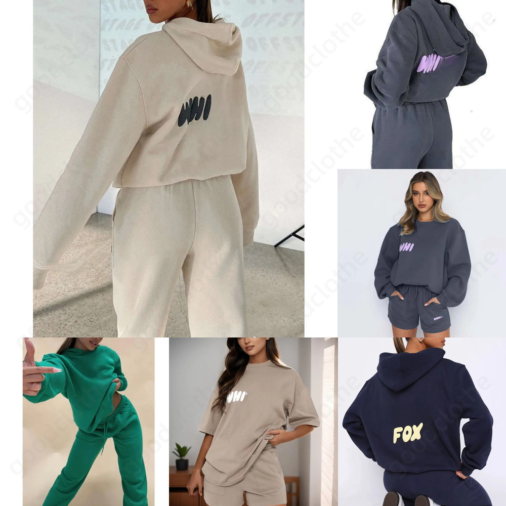 White Foxliness Designer white foxness Women Tracksuits Two Pieces Set New Summer Autumn Hoodie Whitefoxsweatshirtly Fashion Sporty Short Sleeve d0a