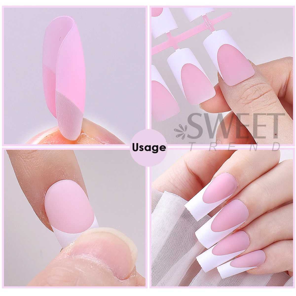 150/160pcs Nude Pinkish Matte Press On Nail Tips Short Square Round Coffin Artificial Fake Nail French Design Frosted Full CoverT251118T251119
