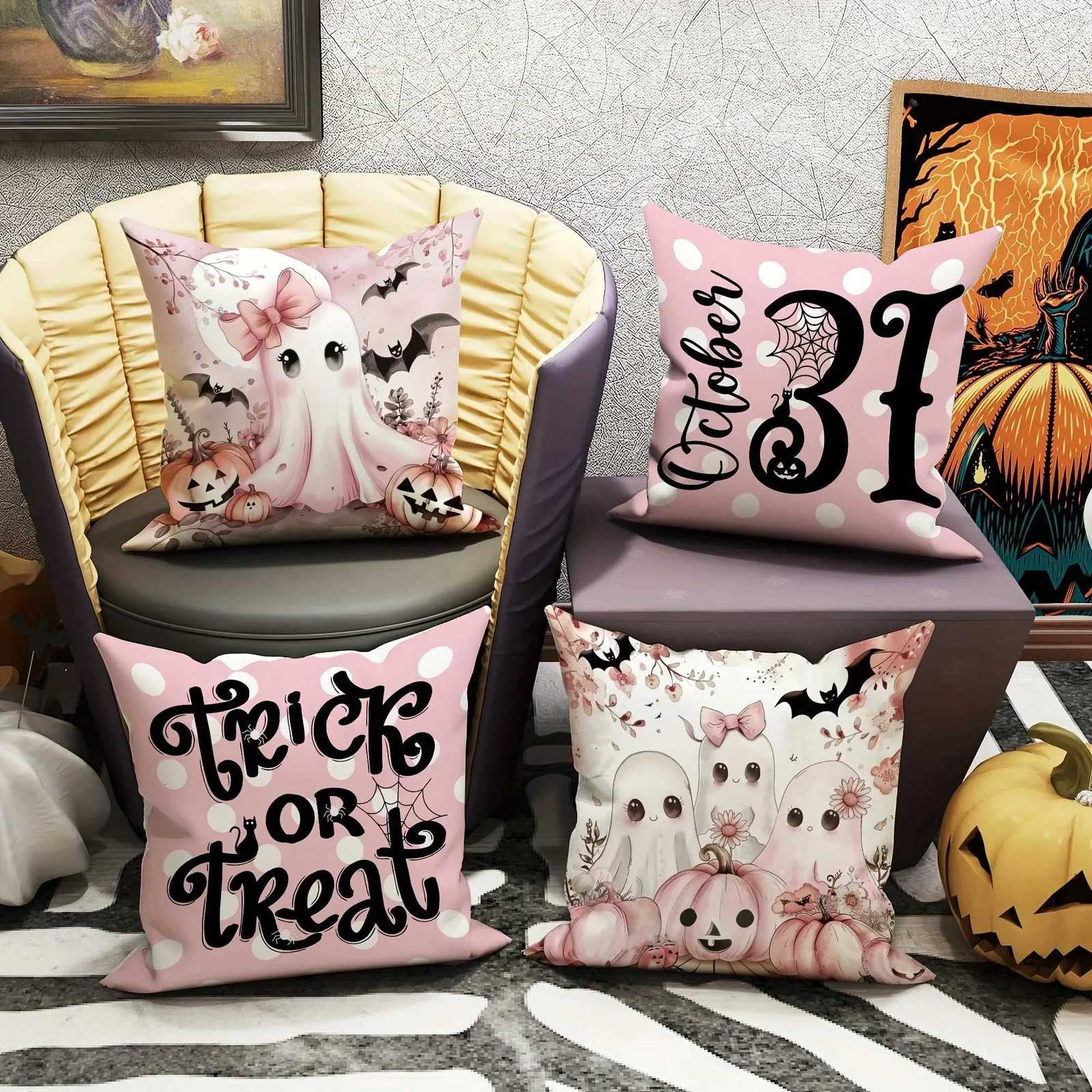Halloween decorative cases ghost pumpkin spider web bat trick or treat case bedroom living room sofa cushion coverM251119