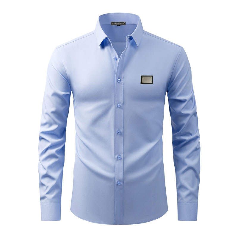 Men's Dress Shirts Business Designer business shirts slim fit versatile all season four sided elastic non ironing men's long sleeved