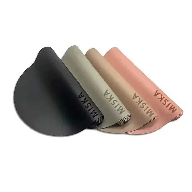 5mm beige nude brown chocolate arch SU anti slip customized oval pill shape black matte vegan PU rubber yoga matXJ250419